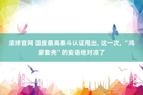滾球官網(wǎng) 國度最高泰斗認證甩出, 這一次, “鴻蒙套殼”的妄語絕對涼了